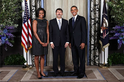 János Áder with Barack and Michelle Obama (photo: Sonya N.)